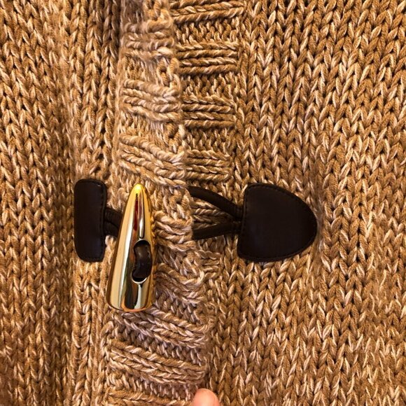 MICHAEL KORS Knit Poncho Cape Sweater Zip Up Cardigan Beige Tan Size S - Picture 8 of 15